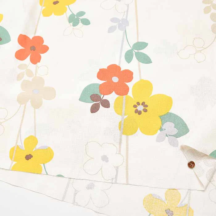 Wide-Width Cotton Buckingham Printed Fabric - Line Flower - Image 5