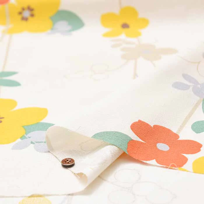 Wide-Width Cotton Buckingham Printed Fabric - Line Flower - Image 7