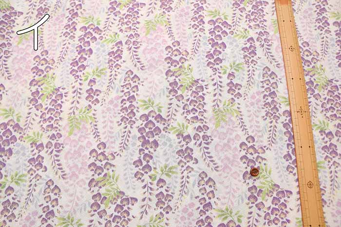 Polyester Nikoshi Chirimen Printed Fabric - Wisteria Flower - Image 3