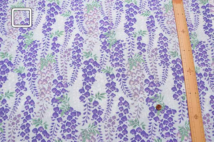 Polyester Nikoshi Chirimen Printed Fabric - Wisteria Flower - Image 4