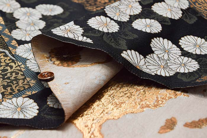 Gold Brocade (Kinran)  Fabric - Chrysanthemum on Mountain - Image 5