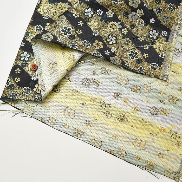 Gold Brocade (Kinran)  Fabric - Plum Pattern - Image 3