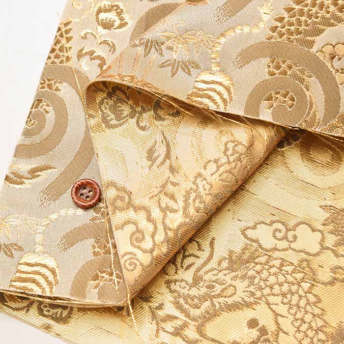 Gold Brocade (Kinran)  Fabric - Dragon Tiger - Image 4