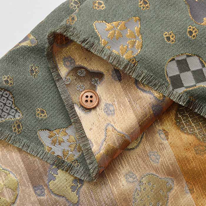 Gold Brocade (Kinran)  Fabric - Cat - Image 4