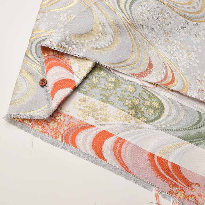 Gold Brocade (Kinran)  Fabric - Cherry Blossom Stream (Large) - Image 3