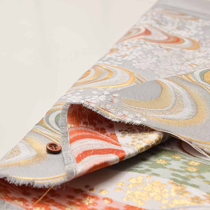 Gold Brocade (Kinran)  Fabric - Cherry Blossom Stream (Large) - Image 5