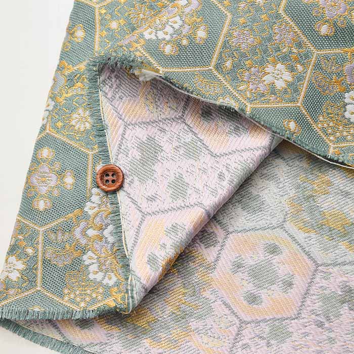 Gold Brocade (Kinran)  Fabric - Tortoise Shell Flower - Image 4