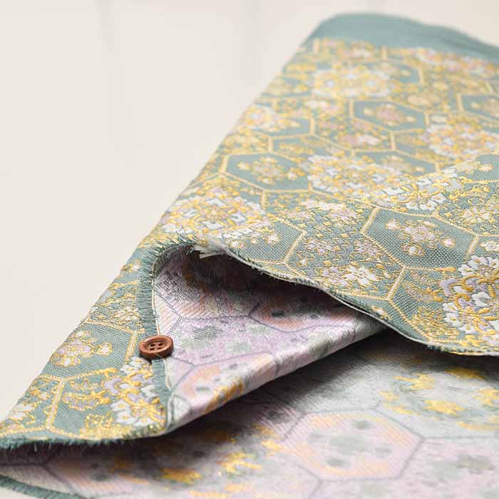 Gold Brocade (Kinran)  Fabric - Tortoise Shell Flower - Image 5