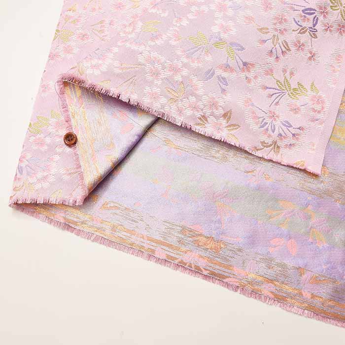 Gold Brocade (Kinran)  Fabric - Cherry Blossom - Image 3