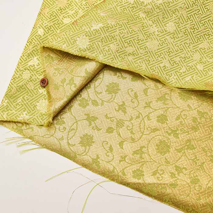Gold Brocade (Kinran)  Fabric - Ivy - Image 3