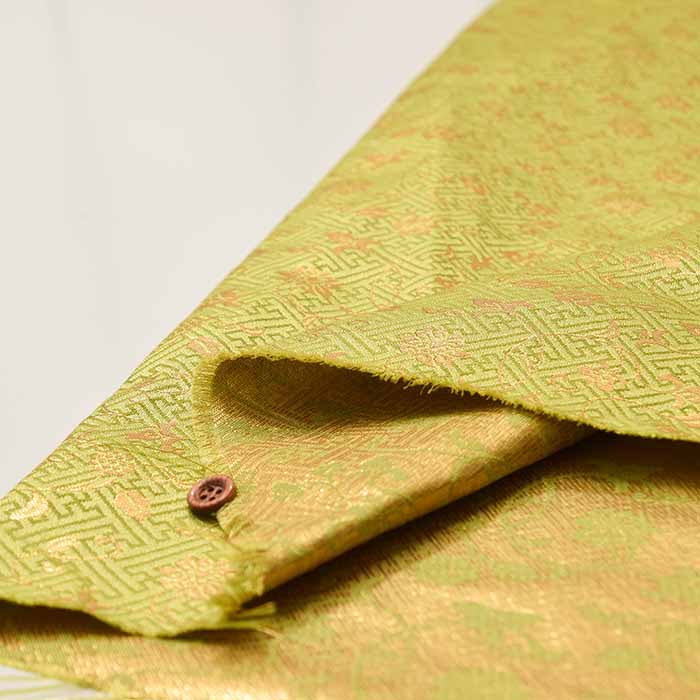 Gold Brocade (Kinran)  Fabric - Ivy - Image 5