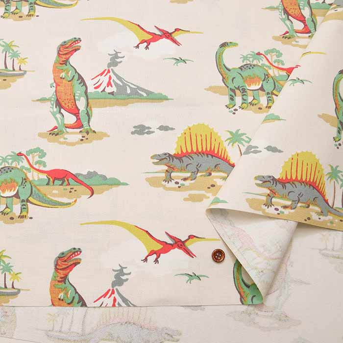 【Official UK Import – Cath Kidston】Cotton Light Canvas Fabric ＜Dino Multi＞ - Image 3